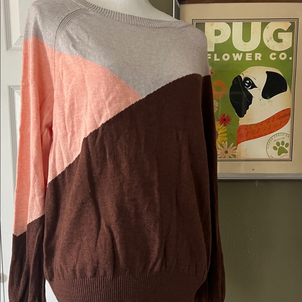 Prana Colorblock Sweater - Pink, Gray, and Brown